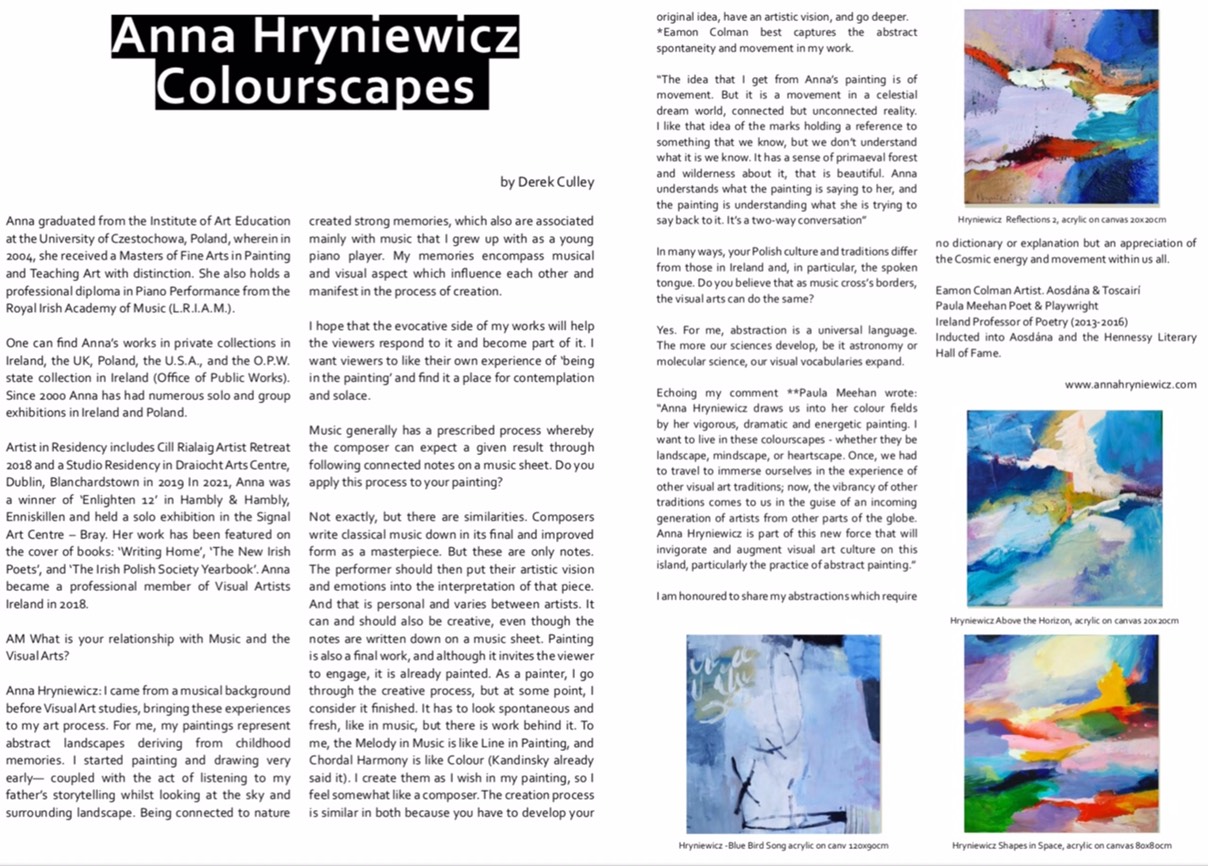 A&M magazine-article on Anna Hryniewicz Colourscapes