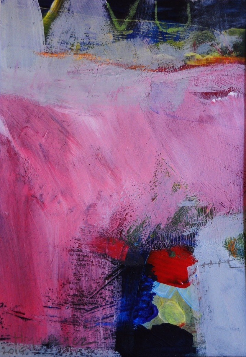 Anna Hryniewicz, Pink oblivion, acrylic on paper